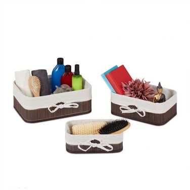 Relaxdays Aufbewahrungskorb 3er Set Bambus
