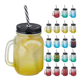 Relaxdays Bunte Trinkgläser mit Deckel 20er Set