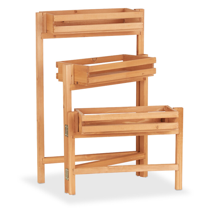 Relaxdays Blumentreppe Holz beweglich