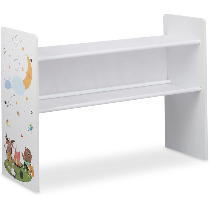 Relaxdays Kinderregal mit 9 Stoffboxen, Lagerfeuer Kindermotiv, Spielzeugregal Organizer HBT 66 x 82,5 x 29,5 cm, bunt