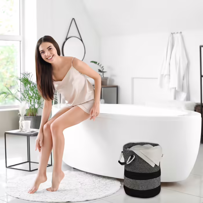 Relaxdays Aufbewahrungskorb aus Baumwolle