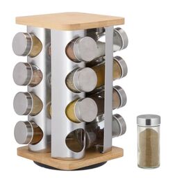 Relaxdays Drehbares Gewürzkarussell mit 16 Gläsern