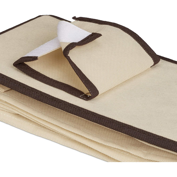 Relaxdays Hängeregal Stoff, 6 Fächer, 2 Schübe, für Kleiderschrank, HBT: 82x14,5x30 cm, Beige/Dunkelbraun