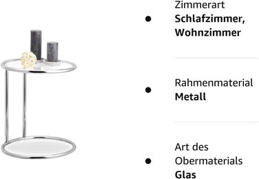 Relaxdays, Silber runder Beistelltisch, Metallgestell, Glasplatte, Wohnzimmertisch, Deko, Designer Tisch, HxD 53 x 45 cm, Standard