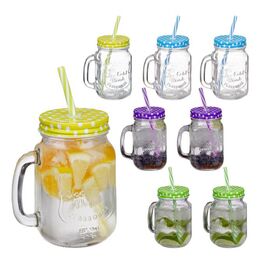 Relaxdays Bunte Trinkgläser mit Deckel 8er Set