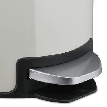 Relaxdays Kosmetikeimer 3 Liter, Treteimer mit Absenkautomatik, entnehmbarer Inneneimer, kleiner Mülleimer Bad, hellgrau