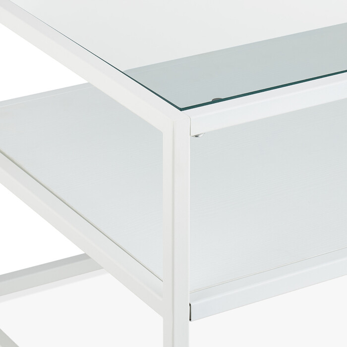 Relaxdays Weißer Couchtisch mit Glasplatte