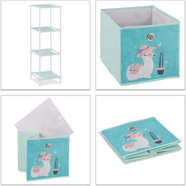 Relaxdays Kinderregal, Lama-Design, für Jungen & Mädchen, HBT 62x53x30 cm, bunt, 3 Boxen