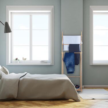 Relaxdays Handtuchständer Bambus, 4 Stangen, 1 Ablage, freistehend, HBT: 153x53,5x30 cm, Natur