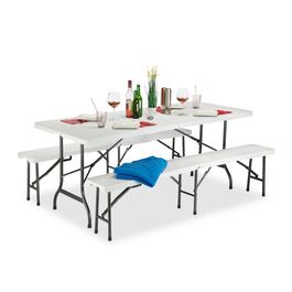 Relaxdays Bierzeltgarnitur klappbar weiß