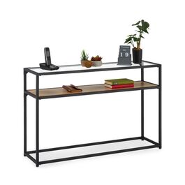 Relaxdays Schwarzer Konsolentisch mit 2 Ablagen