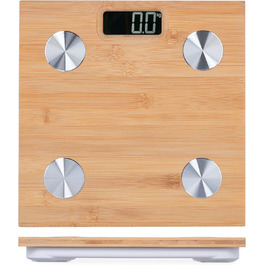 Relaxdays Digitale Personenwaage, Bambus, bis 180 kg, automatisches EIN/AUS, kg & lbs, Natur