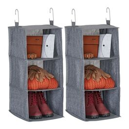 Relaxdays 2x Kleiderschrank Hängeregal 3 Fächer