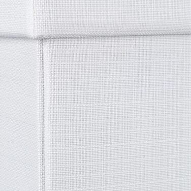 Relaxdays Faltbarer Sitzhocker, Fußablage & Sitzwürfel, Leinen, mit Deckel, 38x38x38 cm, Weiß