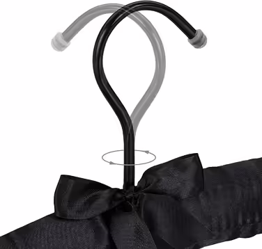 Relaxdays Kleiderbügel Satin,  weich gepolstert, 360° drehbarer Haken, dekorative Schleife, 38 cm breit, (10er Pack, Schwarz)