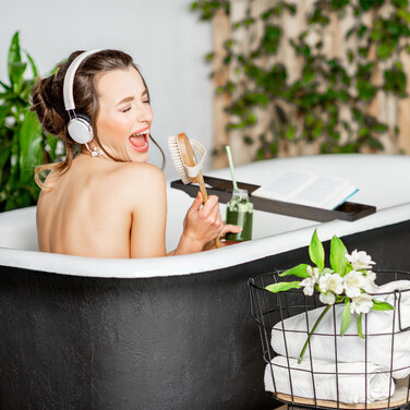 Relaxdays Badewannenablage Bambus braun lackiert