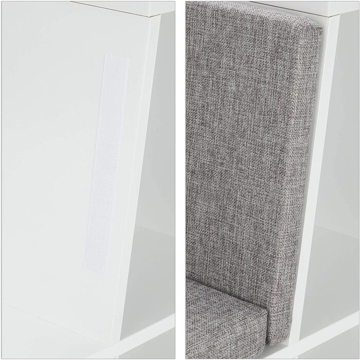 Relaxdays Bücherregal mit Sitzkissen, Kinderregal mit 6 Fächern, 63x103x30 cm, gepolstert, Sitzbank Kinderzimmer, weiß