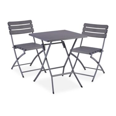 Relaxdays Balkonmöbel Set 3-teilig in Holzoptik