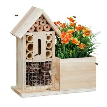 Relaxdays Blumentopf Bienenhotel Holz