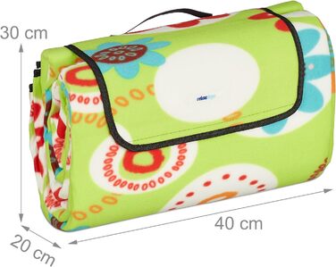 Relaxdays XXL Picknickdecke, 200x300 cm, isoliert, wasserdicht, Blumen, Fleece Stranddecke, weich, mit Tragegriff, bunt 200x300 cm Bunt