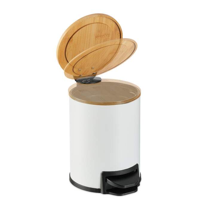 Relaxdays Bad Mülleimer 3 l mit Bambusdeckel