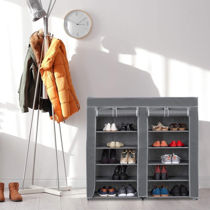 Relaxdays Schuhschrank, 12 Fächer, 36 Paar Schuhe, abnehmbarer Bezug, HBT 107x115x30 cm