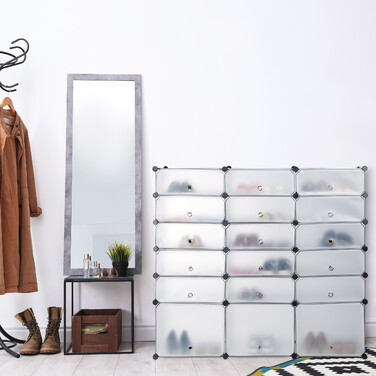 Relaxdays Schuhregal Kunststoff mit 18 Fächern
