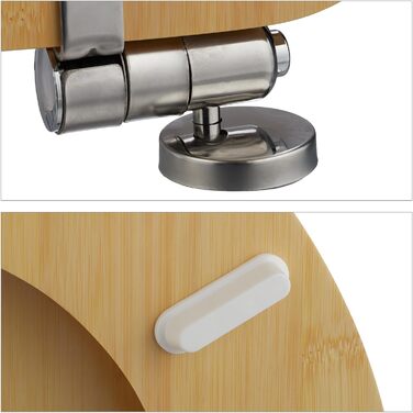 Relaxdays Toilettendeckel mit Absenkautomatik & Quick Release, 37,5 x 43,5 cm, Bambus, Montage von Oben, oval, Natur