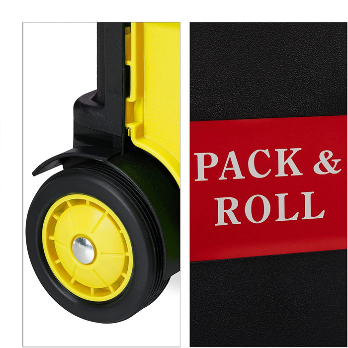 Relaxdays Einkaufstrolley klappbar, Teleskop-Griff, 2 Gummi Rollen, bis 35 kg, Shopping Trolley, Aluminium, ABS, gelb