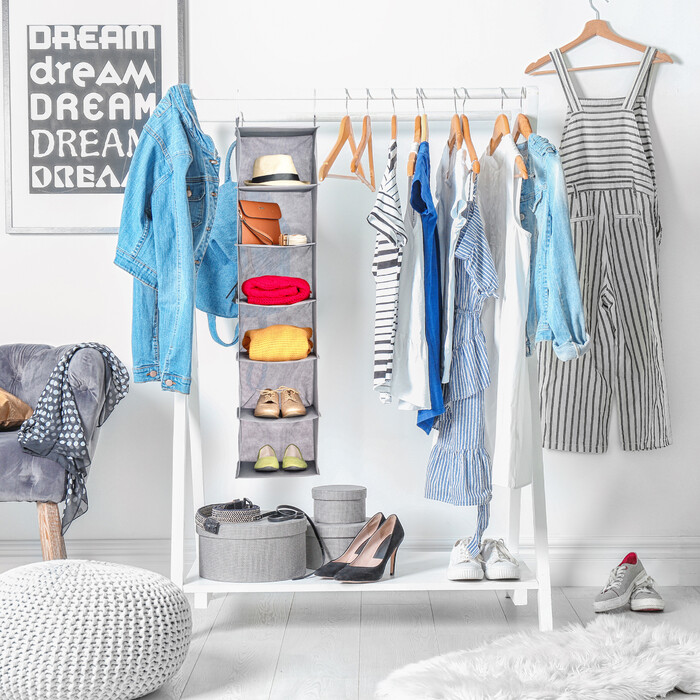 Relaxdays Hängeregal Kleiderschrank 6 Fächer