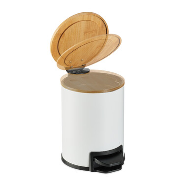 Relaxdays Bad Mülleimer 3 l mit Bambusdeckel