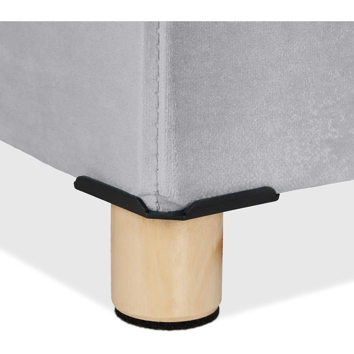 Relaxdays Sitzbank mit Stauraum, Samt, Holzfüße, 120 kg, faltbar, 34x76x38 cm, Hellgrau