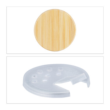 Relaxdays Rundes Gewürzgläser-Set mit Bambusdeckel