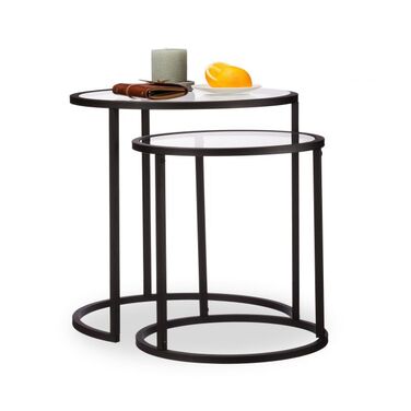 Relaxdays Beistelltische 2er Set Glas