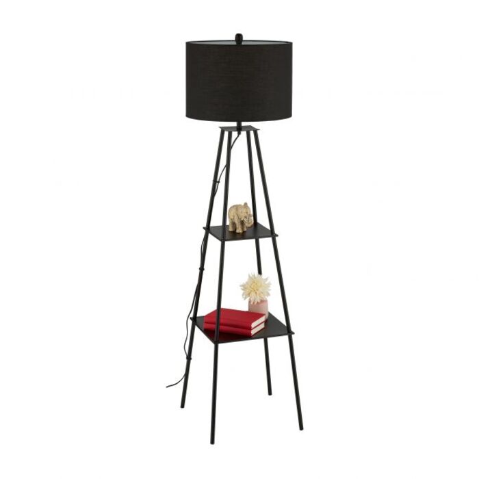 Relaxdays Stehlampe mit Regal in Schwarz