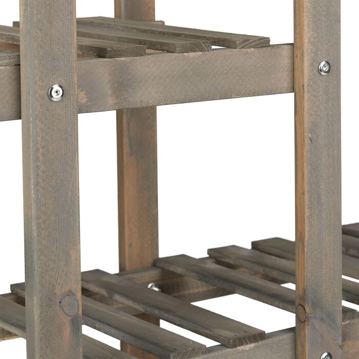 Relaxdays 5-stufiges Blumenregal Holz, Shabby, 125x81x25 cm, Grau