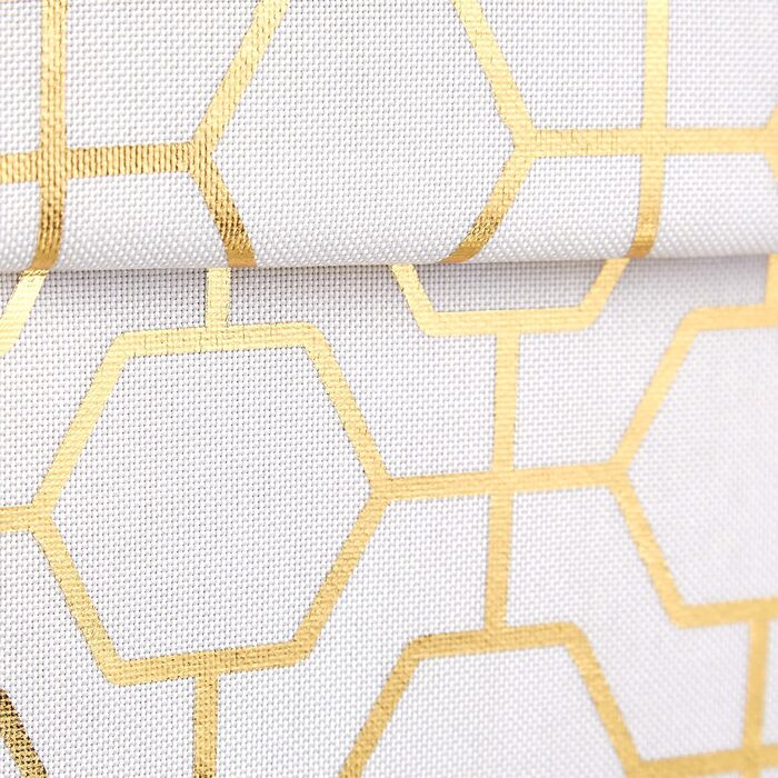 Relaxdays faltbarer Sitzwürfel, gepolstert, mit Stauraum, geometrisches Muster, 38x38x38 cm, weiß-gold
