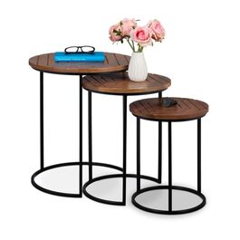 Relaxdays Satztisch 3er Set Mangoholz & Metall