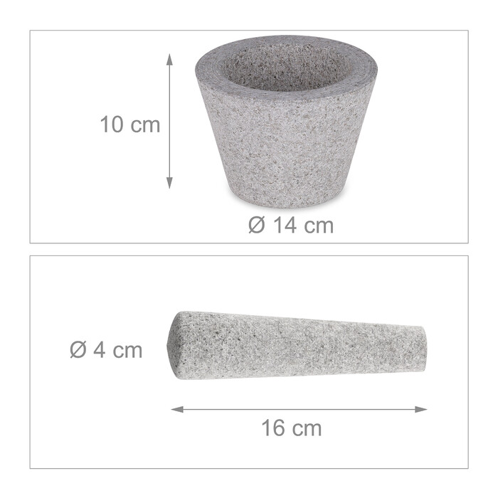 Relaxdays Mörser mit Stößel aus Granit