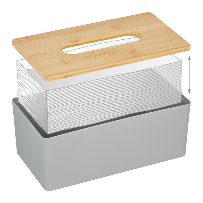 Relaxdays Graue Tücherbox mit Bambusdeckel