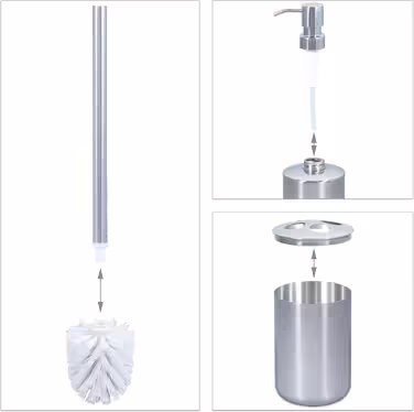 Relaxdays 5-tlg. Badezimmer Set, Edelstahl poliert, moderne Badaccessoires, Silber