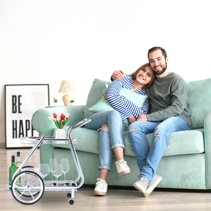 Relaxdays Servierwagen aus Chrom & Glas