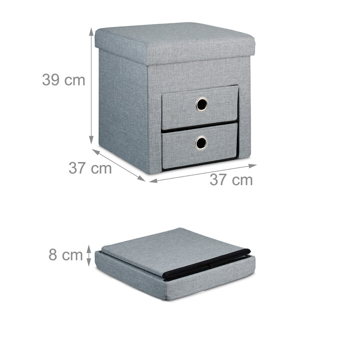 Relaxdays Sitzhocker mit Stauraum 2 Schubladen