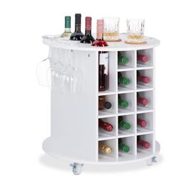 Relaxdays Weißes Weinregal auf Rollen