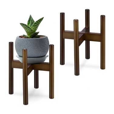 Relaxdays Pflanzenständer 2er Set dunkelbraun