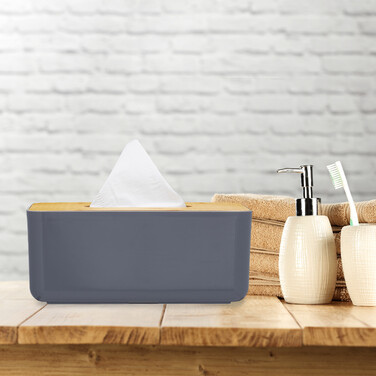 Relaxdays Taschentuchbox Bambusdeckel