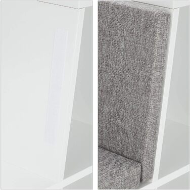 Relaxdays Bücherregal mit Sitzkissen, Kinderregal mit 6 Fächern, 63x103x30 cm, gepolstert, Sitzbank Kinderzimmer, weiß