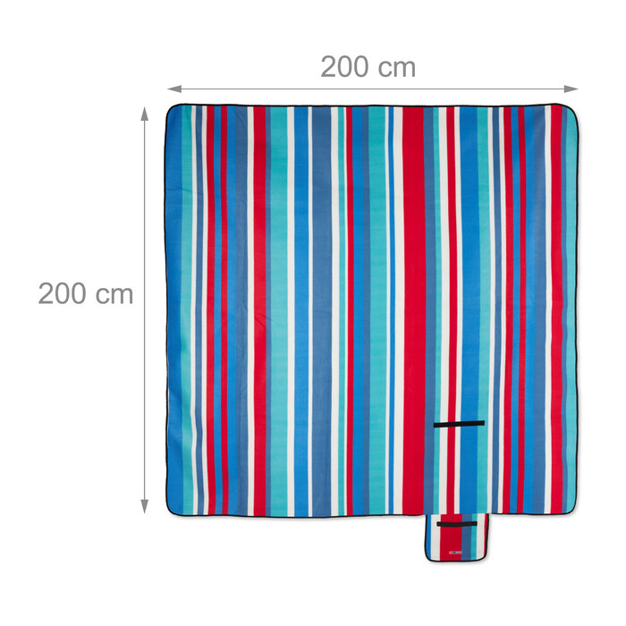 Relaxdays Picknickdecke 200x200cm blau gestreift