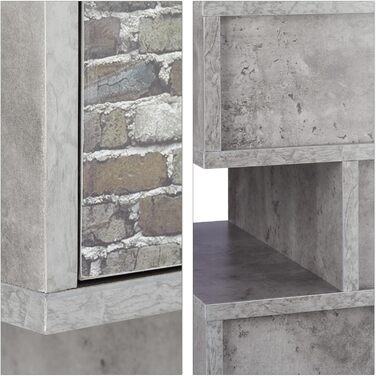 Relaxdays Vintage Kommode, Lowboard Betonoptik, Motiv-Schublade, 68x60x40 cm, grau