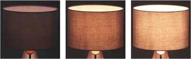 Relaxdays Nachttischlampe Touch dimmbar, 3 Stufen, E14, HxD: 48,5 x 28 cm, modern, Touch Lampe mit Schirm, (Grau/Kupfer)